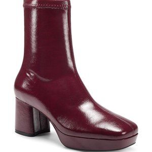 Aerosoles Sussex Wine Stretch Patent Leather Ankle Boot Bootie Size 9